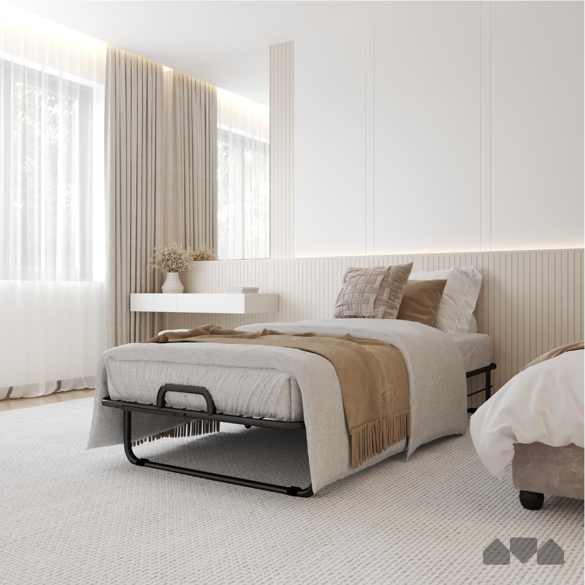 Milliard Deluxe Diplomat Folding Bed with Mattress for Adults, Twin Size, Portable Foldable Bed with Luxurious Memory Foam Mattress & Super Strong Frame, 75” x 38", Fold Up, Roll Away, & Hideaway 2 Milliard Deluxe Diplomat Folding Bed with Mattress for Adults, Twin Size, Portable Foldable Bed with Luxurious Memory Foam Mattress & Super Strong Frame, 75” x 38", Fold Up, Roll Away, & Hideaway - Image 2