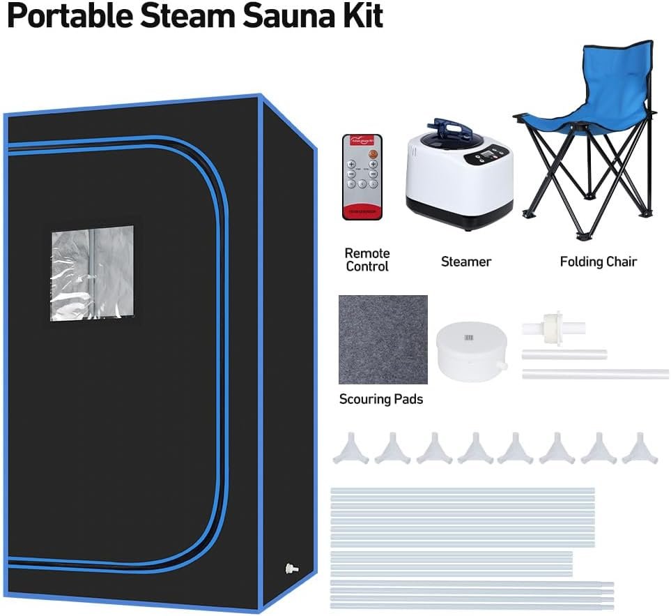 Panana Portable Steam Sauna, Full Size Full Body Home Sauna Box, Foldable Sauna Tent with 1000W 3L Steamer, Remote Control, Folding Chair, 9 Levels 7 Panana Portable Steam Sauna, Full Size Full Body Home Sauna Box, Foldable Sauna Tent with 1000W 3L Steamer, Remote Control, Folding Chair, 9 Levels - Image 7