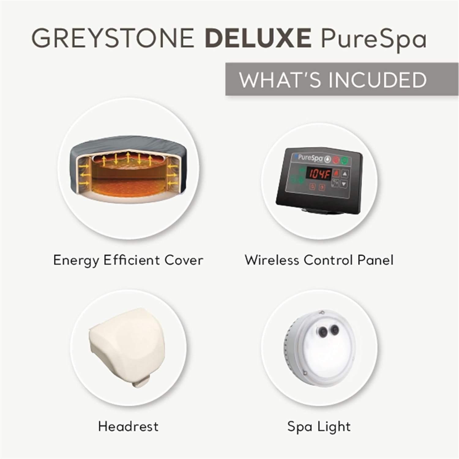 INTEX PureSpa Greystone Deluxe Inflatable Hot Tub, with with Built-in FastFill Inflation System, Spa Control App, and 4 Person Capacity, 83" x 28" 5 INTEX PureSpa Greystone Deluxe Inflatable Hot Tub, with with Built-in FastFill Inflation System, Spa Control App, and 4 Person Capacity, 83" x 28" - Image 5