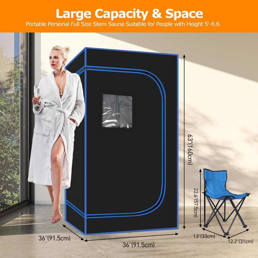 Panana Portable Steam Sauna, Full Size Full Body Home Sauna Box, Foldable Sauna Tent with 1000W 3L Steamer, Remote Control, Folding Chair, 9 Levels 5 Panana Portable Steam Sauna, Full Size Full Body Home Sauna Box, Foldable Sauna Tent with 1000W 3L Steamer, Remote Control, Folding Chair, 9 Levels - Image 5