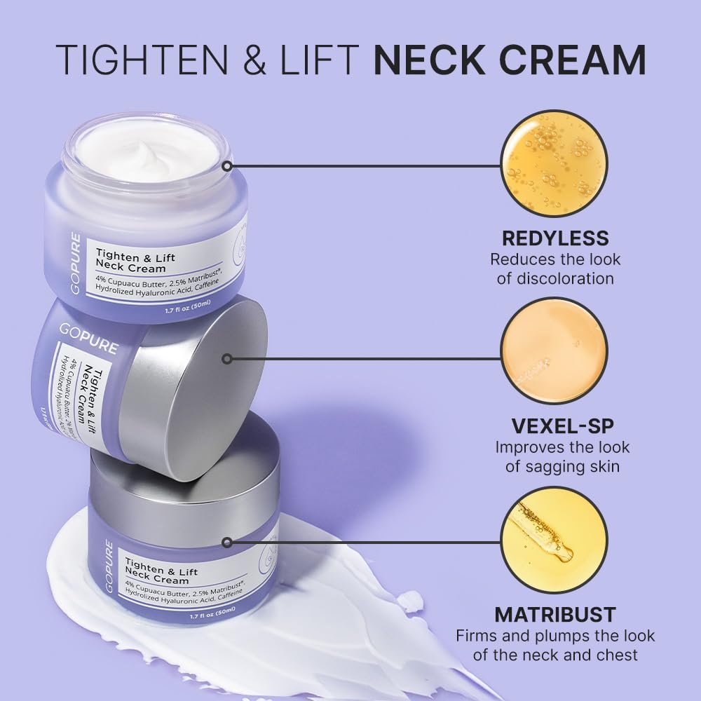 goPure Neck Firming Cream - Anti-Aging Neck Cream for Tightening and Wrinkles for an Even Skin Tone and Neck Lift - With Pro-Active Firming Complex, 1.7 oz 2 goPure Neck Firming Cream - Anti-Aging Neck Cream for Tightening and Wrinkles for an Even Skin Tone and Neck Lift - With Pro-Active Firming Complex, 1.7 oz - Image 2