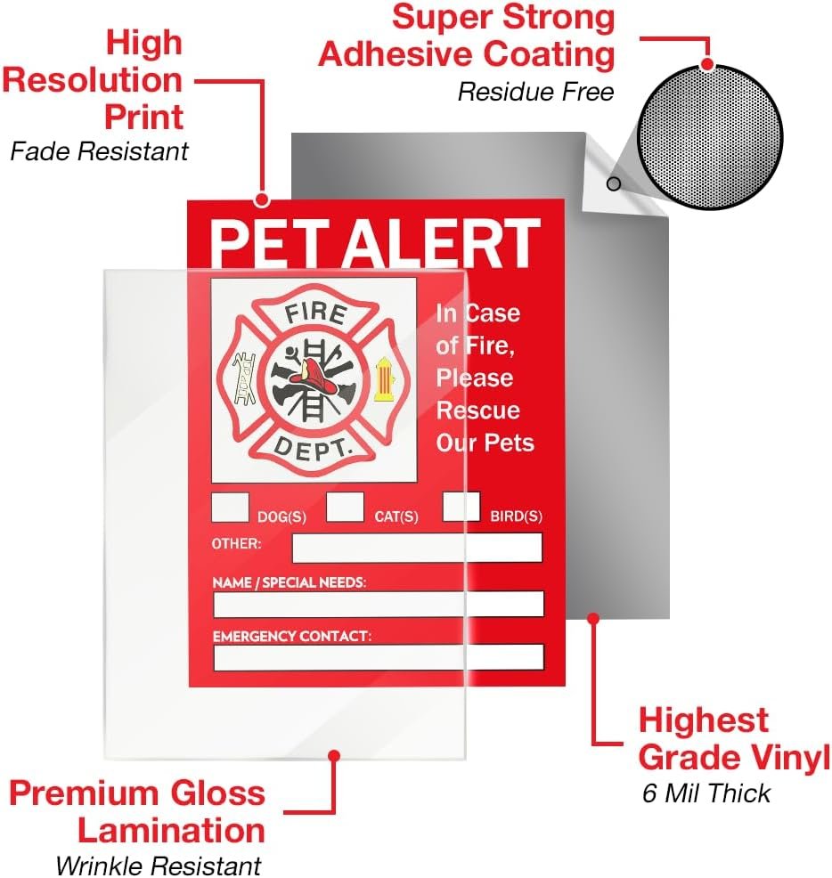 Pet Alert Safety Fire Rescue Sticker - Save Our Pets Emergency Pet Inside Decal - in Case of Emergency Danger Pet in House Home Window Door Sign 6 Pet Alert Safety Fire Rescue Sticker - Save Our Pets Emergency Pet Inside Decal - in Case of Emergency Danger Pet in House Home Window Door Sign - Image 6