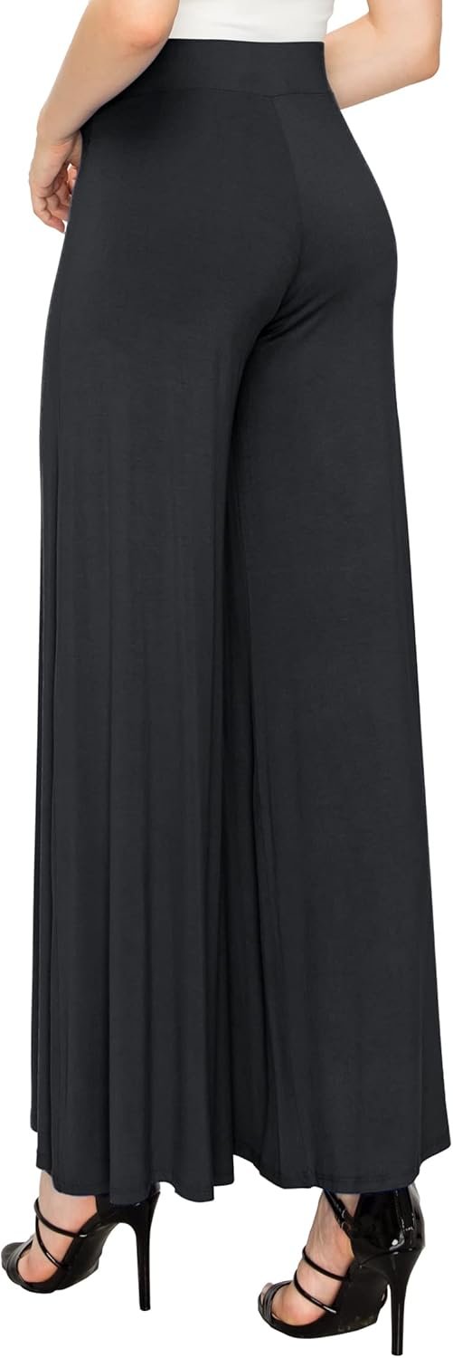 Made By Johnny Women's Solid Casual Comfy Stretchy Wide Leg Palazzo Lounge Pants