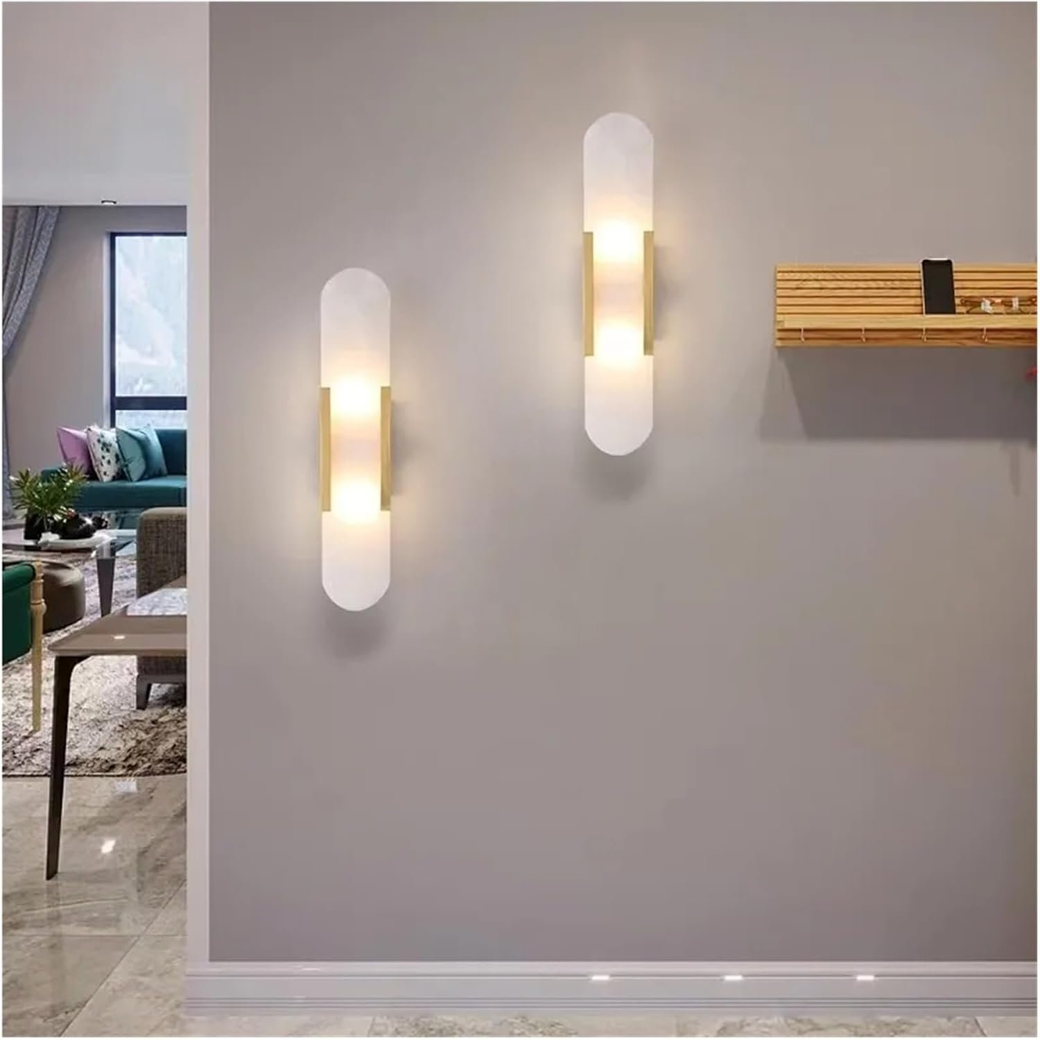 Postmodern Creativity Minimalist Oval Marble Wall Lamp Living Room Decoration Bedroom Study Led Indoor Lighting Compatible with Home Decor(50x10cm) 2 Postmodern Creativity Minimalist Oval Marble Wall Lamp Living Room Decoration Bedroom Study Led Indoor Lighting Compatible with Home Decor(50x10cm) - Image 2