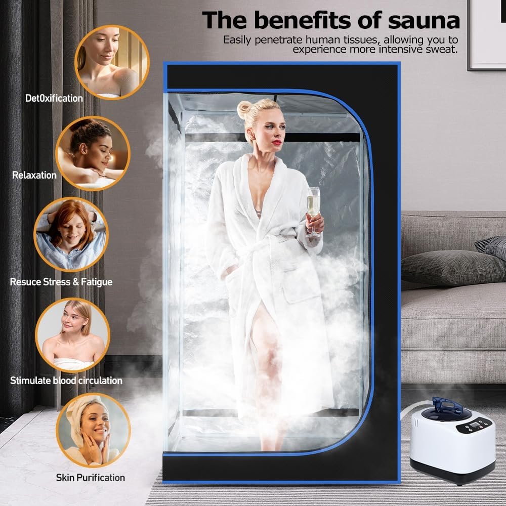 Panana Portable Steam Sauna, Full Size Full Body Home Sauna Box, Foldable Sauna Tent with 1000W 3L Steamer, Remote Control, Folding Chair, 9 Levels 3 Panana Portable Steam Sauna, Full Size Full Body Home Sauna Box, Foldable Sauna Tent with 1000W 3L Steamer, Remote Control, Folding Chair, 9 Levels - Image 3