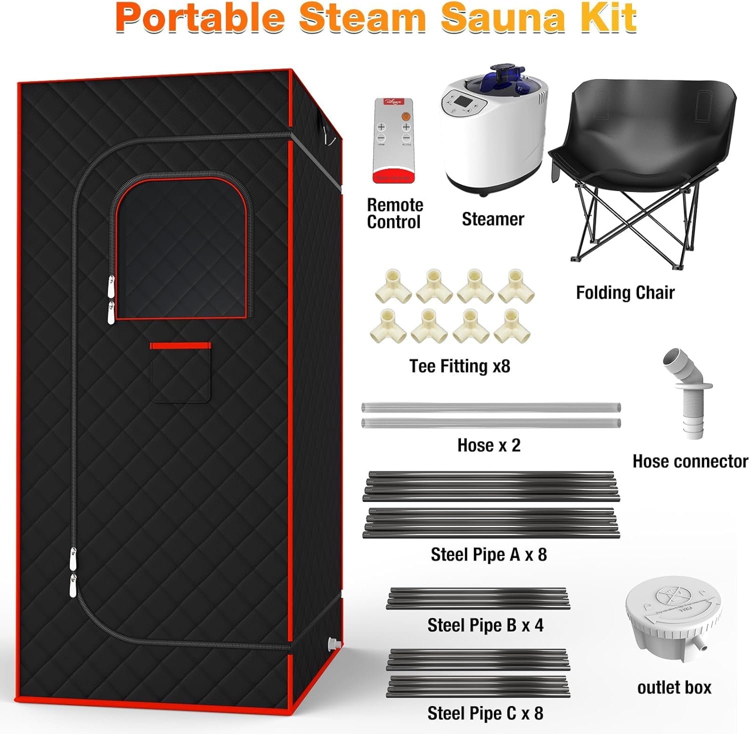 AgiiMan Portable Sauna Box - Portable Steam Sauna for Home 3L Steamer, Big Folding Chair, Remote Control, Sauna Tent 15 Levels, 2.6'x 2.6' x 5.9' 6 AgiiMan Portable Sauna Box - Portable Steam Sauna for Home 3L Steamer, Big Folding Chair, Remote Control, Sauna Tent 15 Levels, 2.6'x 2.6' x 5.9' - Image 6