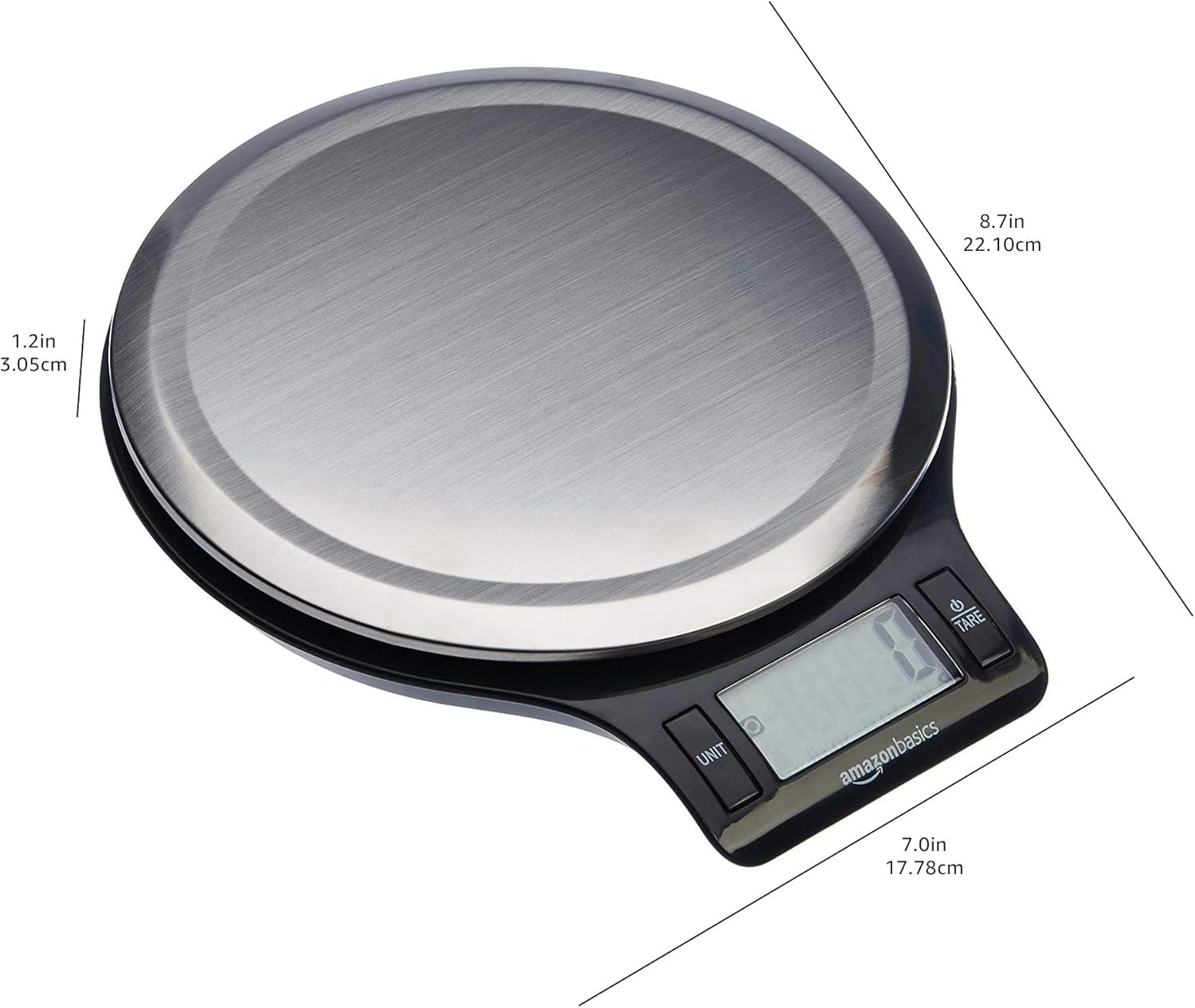 Amazon Basics Digital Kitchen Scale with LCD Display, Batteries Included, Weighs up to 11 pounds, Black and Stainless Steel 2 Amazon Basics Digital Kitchen Scale with LCD Display, Batteries Included, Weighs up to 11 pounds, Black and Stainless Steel - Image 2
