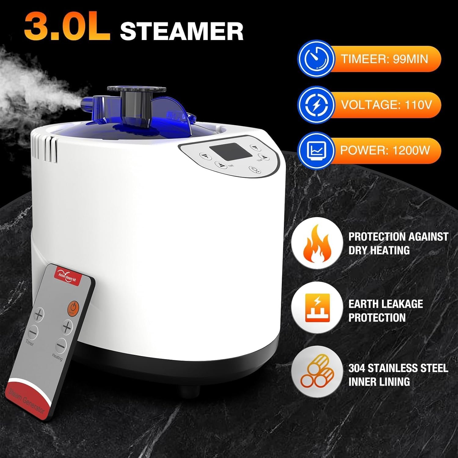 AgiiMan Portable Sauna Box - Portable Steam Sauna for Home 3L Steamer, Big Folding Chair, Remote Control, Sauna Tent 15 Levels, 2.6'x 2.6' x 5.9' 2 AgiiMan Portable Sauna Box - Portable Steam Sauna for Home 3L Steamer, Big Folding Chair, Remote Control, Sauna Tent 15 Levels, 2.6'x 2.6' x 5.9' - Image 2