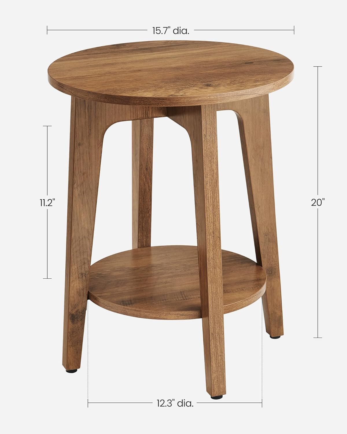 VASAGLE Side Table, Small Round End Table with Lower Shelf, Nightstand for Small Spaces, Living Room, Bedroom, Rustic Walnut ULET283T41 3 VASAGLE Side Table, Small Round End Table with Lower Shelf, Nightstand for Small Spaces, Living Room, Bedroom, Rustic Walnut ULET283T41 - Image 3