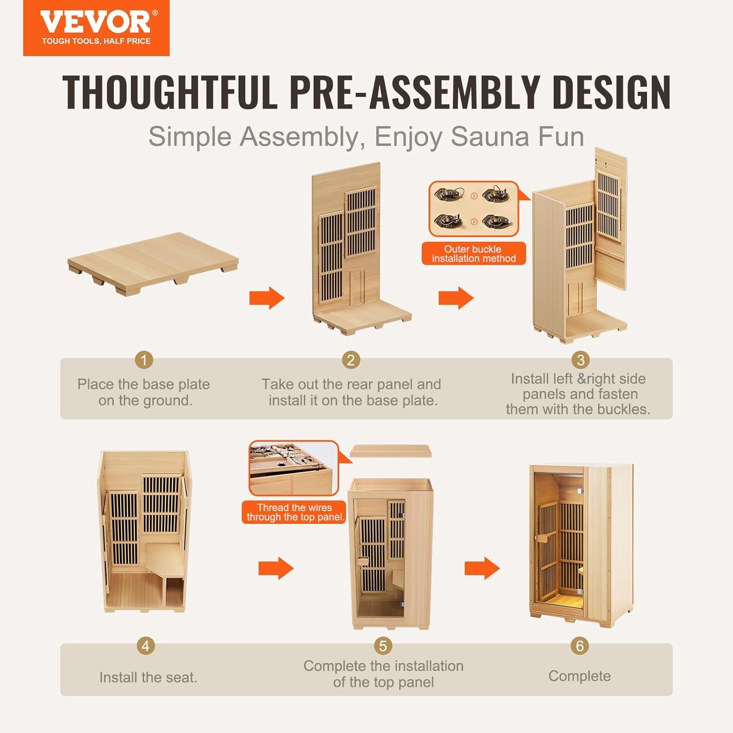 VEVOR Far Infrared Wooden Sauna, Room Home Sauna Spa for One Person, 1140W Low EMF Far Infrared Hemlock Wood Sauna with Tempered Glass Door & LED Reading Lamp & Bluetooth Speakers, 35 * 29 * 64 Inch 2 VEVOR Far Infrared Wooden Sauna, Room Home Sauna Spa for One Person, 1140W Low EMF Far Infrared Hemlock Wood Sauna with Tempered Glass Door & LED Reading Lamp & Bluetooth Speakers, 35 * 29 * 64 Inch - Image 2