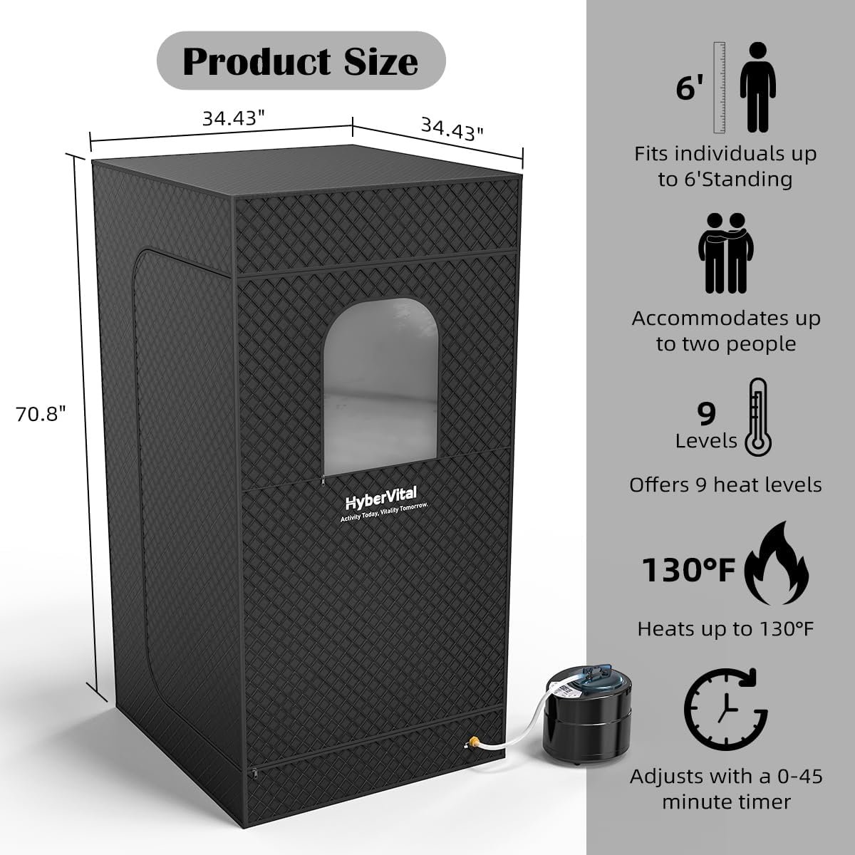 Sauna Box, Portable Steam Sauna for Home, Large Sauna Tent with 3.0L Steamer for Full Body SPA, Easy Assembly Quick Heat-Up Sauna Experience 4 Sauna Box, Portable Steam Sauna for Home, Large Sauna Tent with 3.0L Steamer for Full Body SPA, Easy Assembly Quick Heat-Up Sauna Experience - Image 4