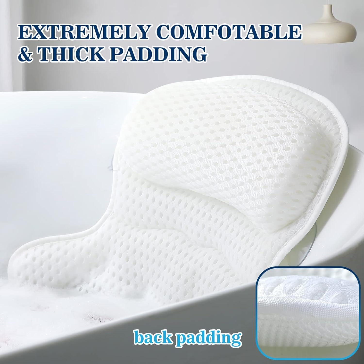 Bath Pillow Bathtub Pillow, Luxury Bath Pillows for Tub Neck and Back Support, Bath Tub Pillow Headrest with Soft 4D Mesh Fabric and Non-Slip Suction Cups, Relaxing Bath Accessories Spa Gifts 3 Bath Pillow Bathtub Pillow, Luxury Bath Pillows for Tub Neck and Back Support, Bath Tub Pillow Headrest with Soft 4D Mesh Fabric and Non-Slip Suction Cups, Relaxing Bath Accessories Spa Gifts - Image 3