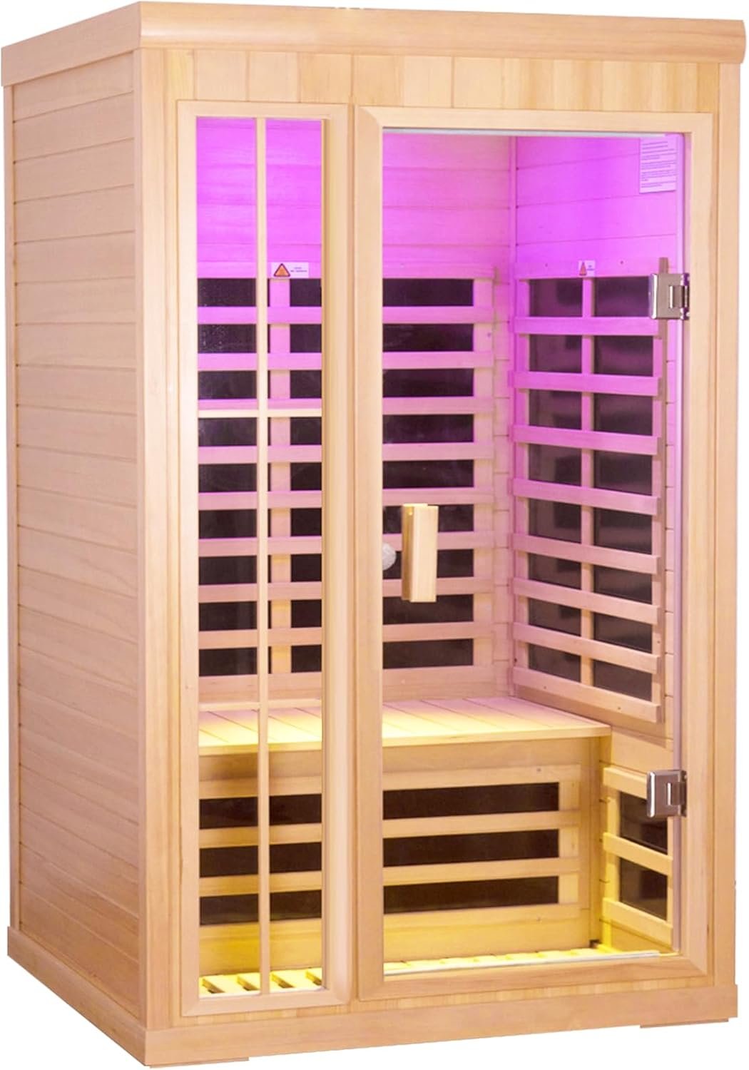 1 to 2 Person Infrared Sauna,Hemlock Wood Low EMF FAR Dry Sauna Indoor Saunas for The Home, with Colored Lights 1350W,Room:75.59 * 35.82 * 40Inch