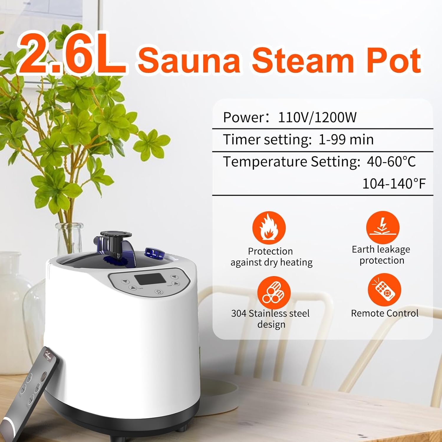 FIOCCO Portable Sauna Box, Portable Infrared Sauna for Home with 2.6L Steamer Generator, Remote Control, Portable Chair & Floor Mat, Full Body Personal Sauna Tent for Health, 9 Levels, Red 5 FIOCCO Portable Sauna Box, Portable Infrared Sauna for Home with 2.6L Steamer Generator, Remote Control, Portable Chair & Floor Mat, Full Body Personal Sauna Tent for Health, 9 Levels, Red - Image 5