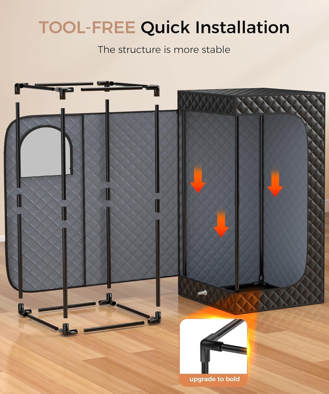 Sauna Box,Portable Sauna for Home use with Ten Aluminium foil Heating Blankets,Personal Steam Sauna with 3L Steamer, 9 Levels, Folding Chair,Extra Large Size (36 * 36 * 71inch) 5 Sauna Box,Portable Sauna for Home use with Ten Aluminium foil Heating Blankets,Personal Steam Sauna with 3L Steamer, 9 Levels, Folding Chair,Extra Large Size (36 * 36 * 71inch) - Image 5