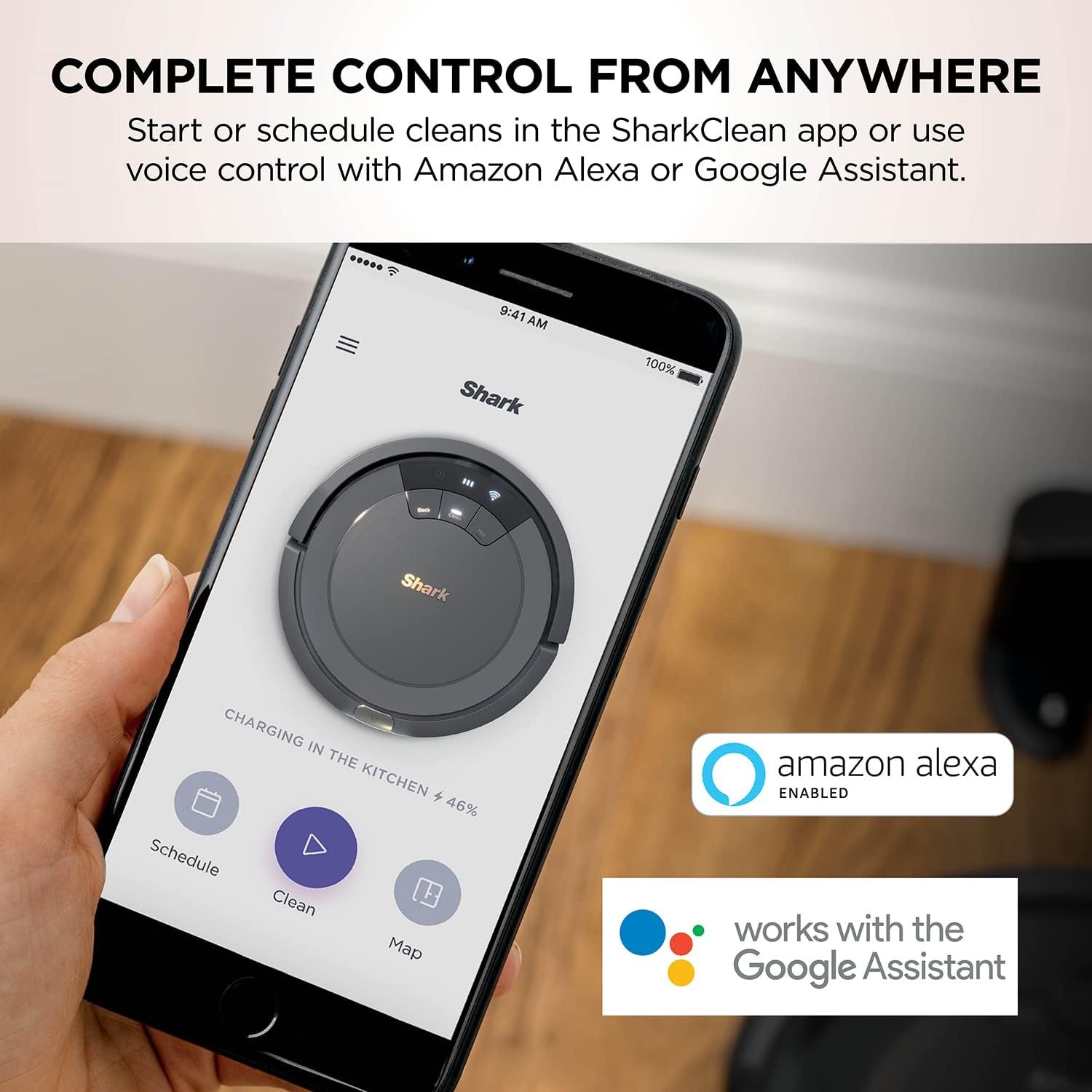 Shark AV753 ION Robot Vacuum, Tri-Brush System, Wifi Connected, 120 Min Runtime, Works with Alexa, Multi Surface Cleaning, Grey 4 Shark AV753 ION Robot Vacuum, Tri-Brush System, Wifi Connected, 120 Min Runtime, Works with Alexa, Multi Surface Cleaning, Grey - Image 4