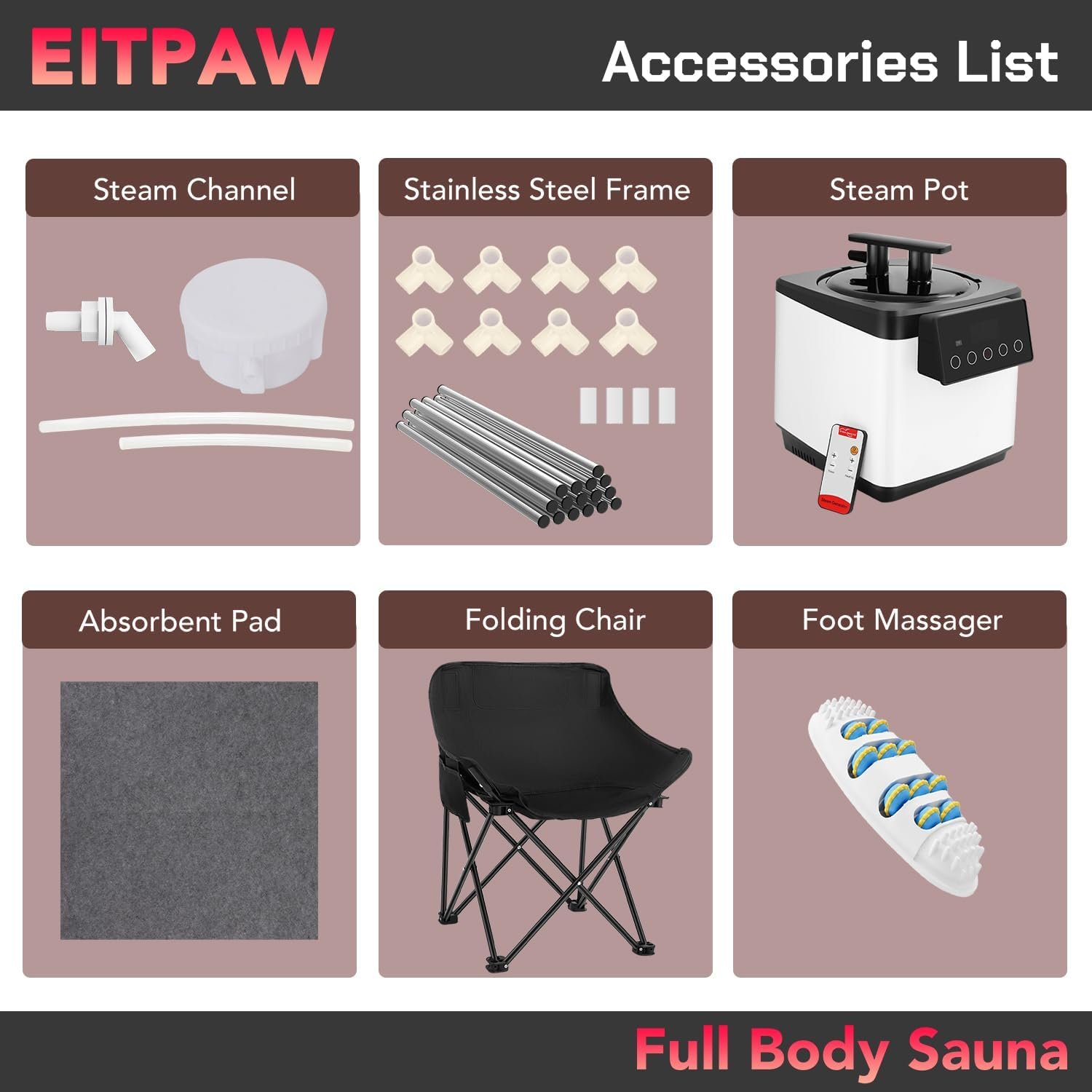 Eitpaw Sauna Box, Transparent Steam Sauna for Home Personal Use, RGB LED Light, 2.6L & 1000W Steamer, Widen Foldable Chair, 2.95’ x 2.95’ x 5.25’, Transparent Black 7 Eitpaw Sauna Box, Transparent Steam Sauna for Home Personal Use, RGB LED Light, 2.6L & 1000W Steamer, Widen Foldable Chair, 2.95’ x 2.95’ x 5.25’, Transparent Black - Image 7