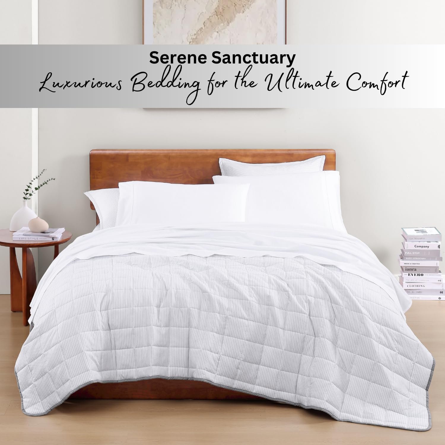 LANE LINEN 100% Organic Cotton Queen Sheet Set, 4Pc Cotton Sheets Queen Size Bed Set, Soft & Breathable Percale Weave, Deep Pocket Queen Sheets, Hotel-Quality Bed Sheets Queen Size - White Bed Sheets 8 LANE LINEN 100% Organic Cotton Queen Sheet Set, 4Pc Cotton Sheets Queen Size Bed Set, Soft & Breathable Percale Weave, Deep Pocket Queen Sheets, Hotel-Quality Bed Sheets Queen Size - White Bed Sheets - Image 8