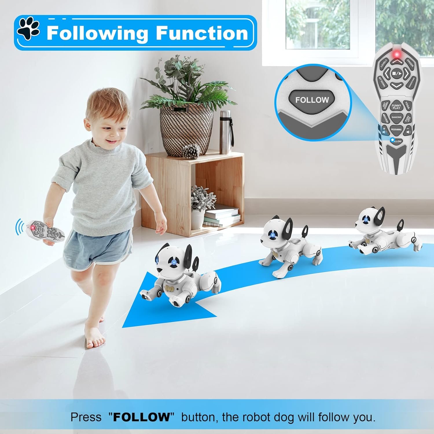Remote Control Robot Dog Toy, RC Dog Programmable Smart Interactive Robotic Pets, RC Stunt Robot Toys Dog Imitates Animals Music Dancing Handstand Push-up Follow Functions for Boys Girls Toy 4 Remote Control Robot Dog Toy, RC Dog Programmable Smart Interactive Robotic Pets, RC Stunt Robot Toys Dog Imitates Animals Music Dancing Handstand Push-up Follow Functions for Boys Girls Toy - Image 4
