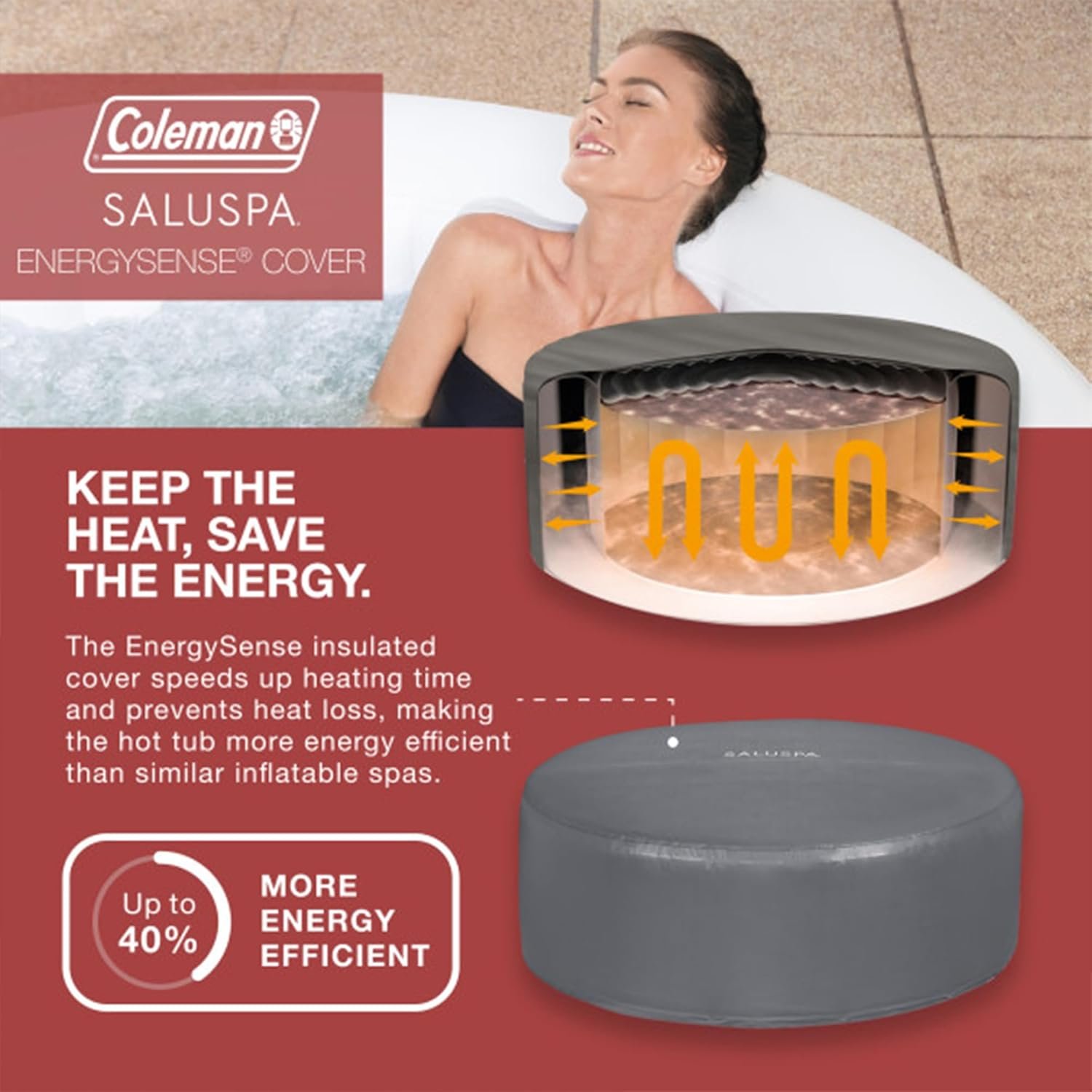 Bestway Coleman Miami AirJet Large Round 2 to 4 Person Inflatable Hot Tub Portable Outdoor Spa with 120 AirJets and EnergySense Cover, Black 3 Bestway Coleman Miami AirJet Large Round 2 to 4 Person Inflatable Hot Tub Portable Outdoor Spa with 120 AirJets and EnergySense Cover, Black - Image 3