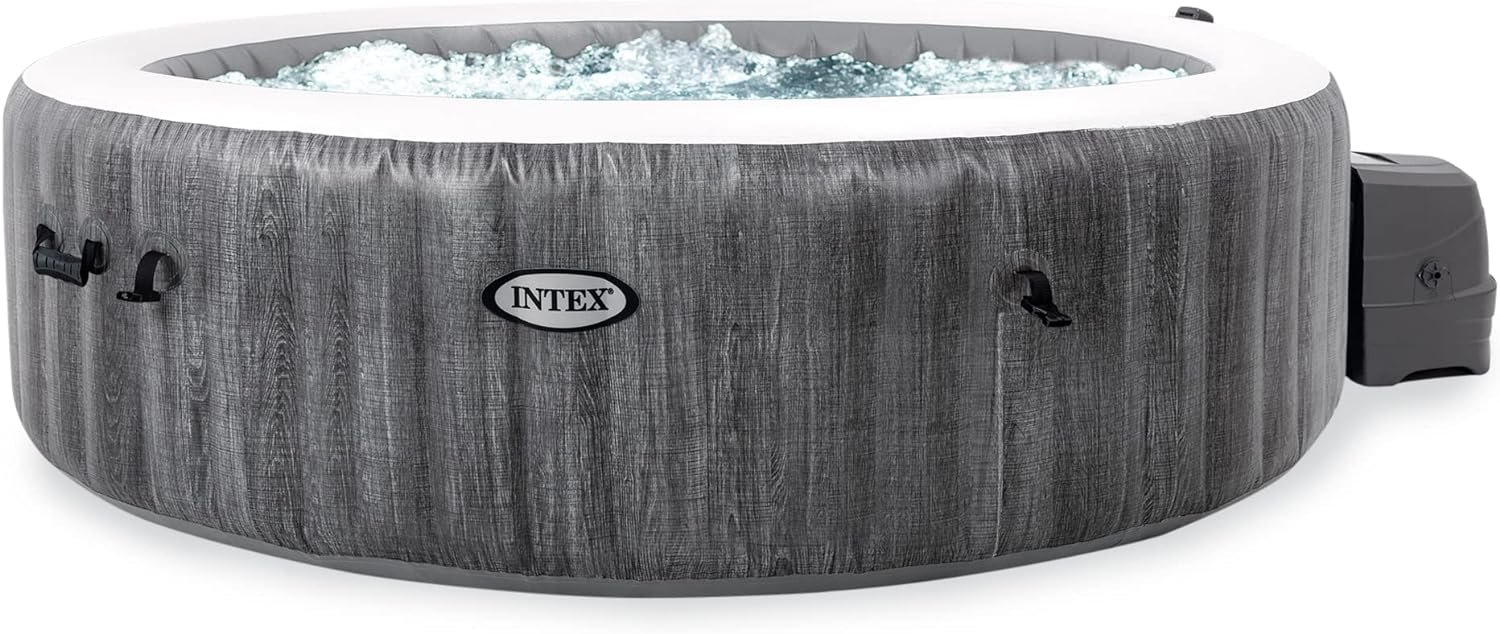 Intex PureSpa Plus 6 Person Portable Inflatable Round Hot Tub Spa with 170 Jets - Outdoor Blow-Up Hot Tub with Pump, Filter, Cover, and Dispenser Ball