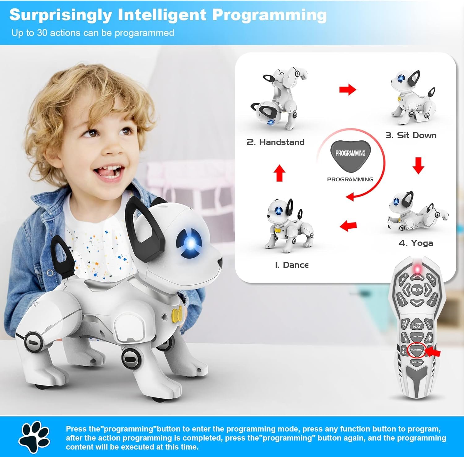 Remote Control Robot Dog Toy, RC Dog Programmable Smart Interactive Robotic Pets, RC Stunt Robot Toys Dog Imitates Animals Music Dancing Handstand Push-up Follow Functions for Boys Girls Toy 3 Remote Control Robot Dog Toy, RC Dog Programmable Smart Interactive Robotic Pets, RC Stunt Robot Toys Dog Imitates Animals Music Dancing Handstand Push-up Follow Functions for Boys Girls Toy - Image 3