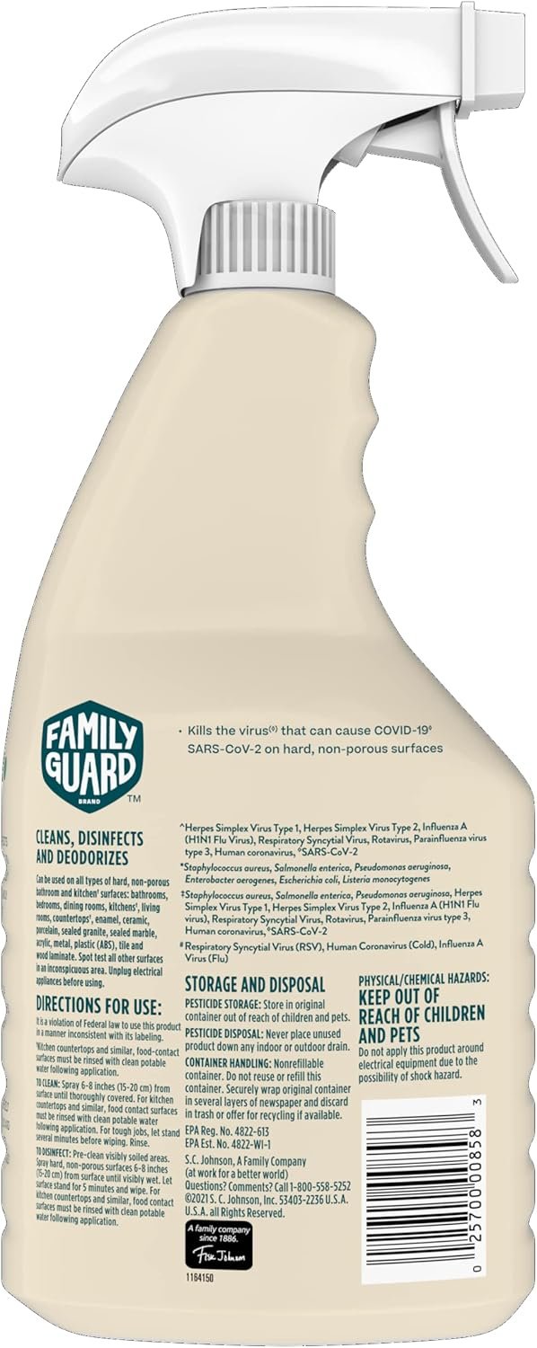 FAMILYGUARD Brand Disinfectant Spray Trigger & Multi Surface Cleaner, Antibacterial Spray, Expertly Formulated for Use In Homes with Children & Pets, Fresh Scent, 32 oz (Pack of 3) 9 FAMILYGUARD Brand Disinfectant Spray Trigger & Multi Surface Cleaner, Antibacterial Spray, Expertly Formulated for Use In Homes with Children & Pets, Fresh Scent, 32 oz (Pack of 3) - Image 9