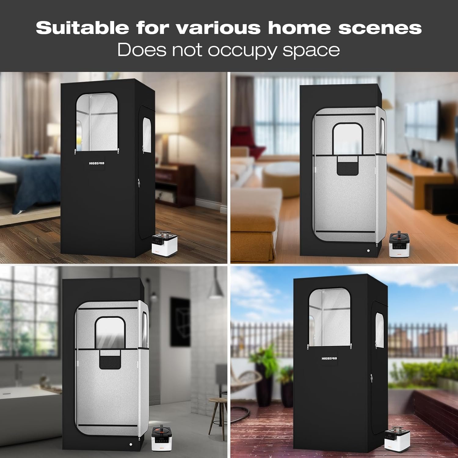 71in High Full Size Steam Sauna 600D Canvas, Sauna Box, Portable Steam Sauna, Personal Steam Sauna with Touchscreen 1000W & 2.6 L Steam Generator 7 71in High Full Size Steam Sauna 600D Canvas, Sauna Box, Portable Steam Sauna, Personal Steam Sauna with Touchscreen 1000W & 2.6 L Steam Generator - Image 7