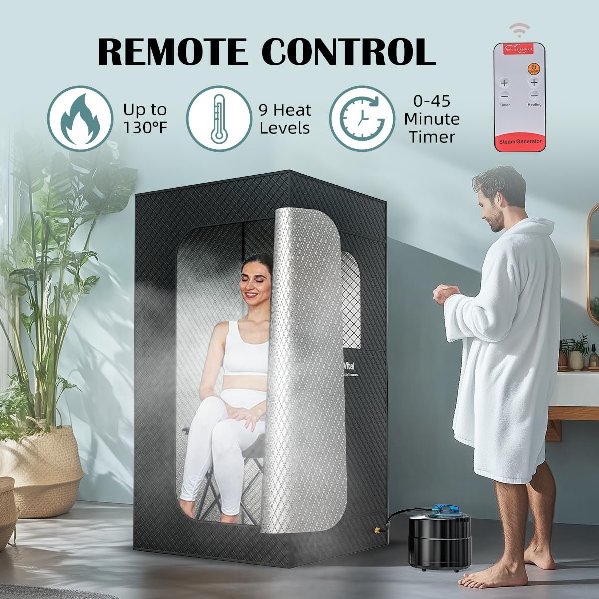 Sauna Box, Portable Steam Sauna for Home, Large Sauna Tent with 3.0L Steamer for Full Body SPA, Easy Assembly Quick Heat-Up Sauna Experience 8 Sauna Box, Portable Steam Sauna for Home, Large Sauna Tent with 3.0L Steamer for Full Body SPA, Easy Assembly Quick Heat-Up Sauna Experience - Image 8