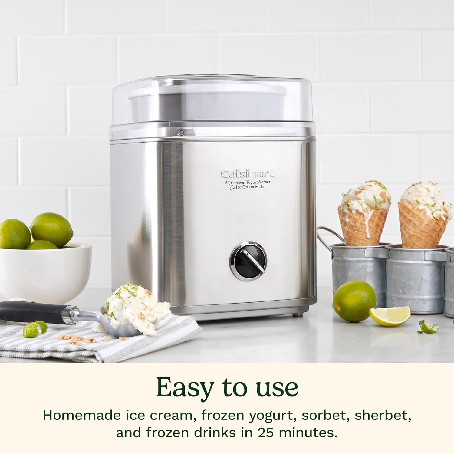 CUISINART Ice Cream Maker, Ice Cream and Frozen Yogurt Machine, 2-Qt. Double-Insulated Freezer Bowl, Silver, ICE30BCP1 2 CUISINART Ice Cream Maker, Ice Cream and Frozen Yogurt Machine, 2-Qt. Double-Insulated Freezer Bowl, Silver, ICE30BCP1 - Image 2