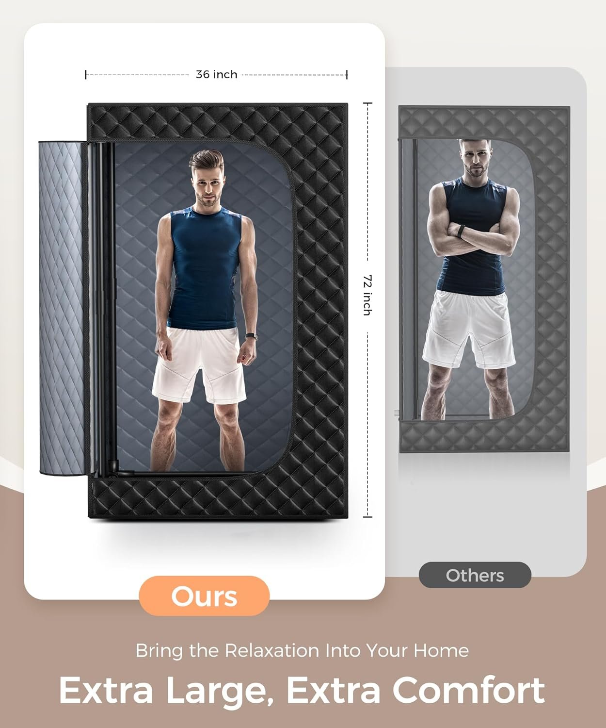 Sauna Box,Portable Sauna for Home use with Ten Aluminium foil Heating Blankets,Personal Steam Sauna with 3L Steamer, 9 Levels, Folding Chair,Extra Large Size (36 * 36 * 71inch) 4 Sauna Box,Portable Sauna for Home use with Ten Aluminium foil Heating Blankets,Personal Steam Sauna with 3L Steamer, 9 Levels, Folding Chair,Extra Large Size (36 * 36 * 71inch) - Image 4