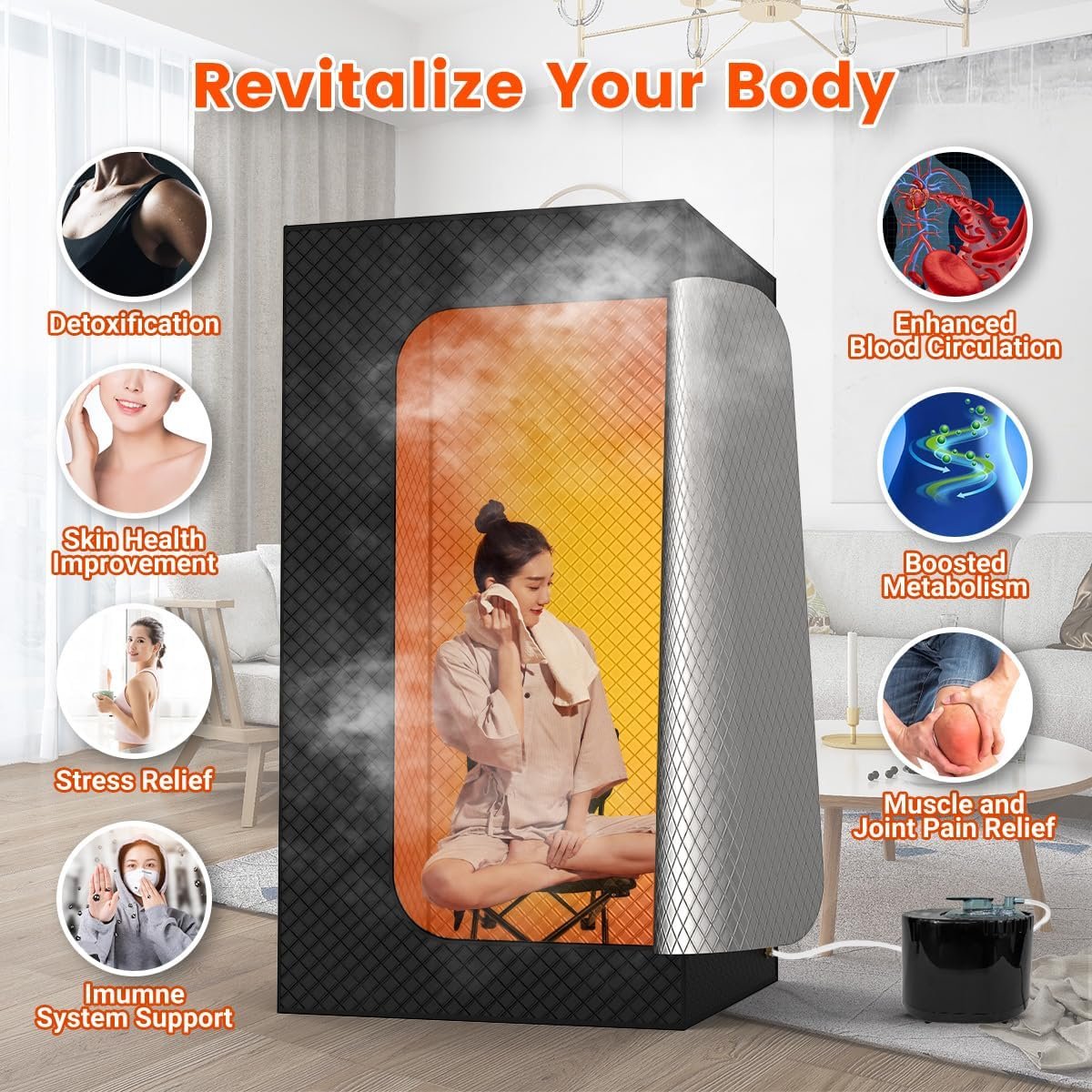 Sauna Box, Portable Steam Sauna for Home, Large Sauna Tent with 3.0L Steamer for Full Body SPA, Easy Assembly Quick Heat-Up Sauna Experience 2 Sauna Box, Portable Steam Sauna for Home, Large Sauna Tent with 3.0L Steamer for Full Body SPA, Easy Assembly Quick Heat-Up Sauna Experience - Image 2