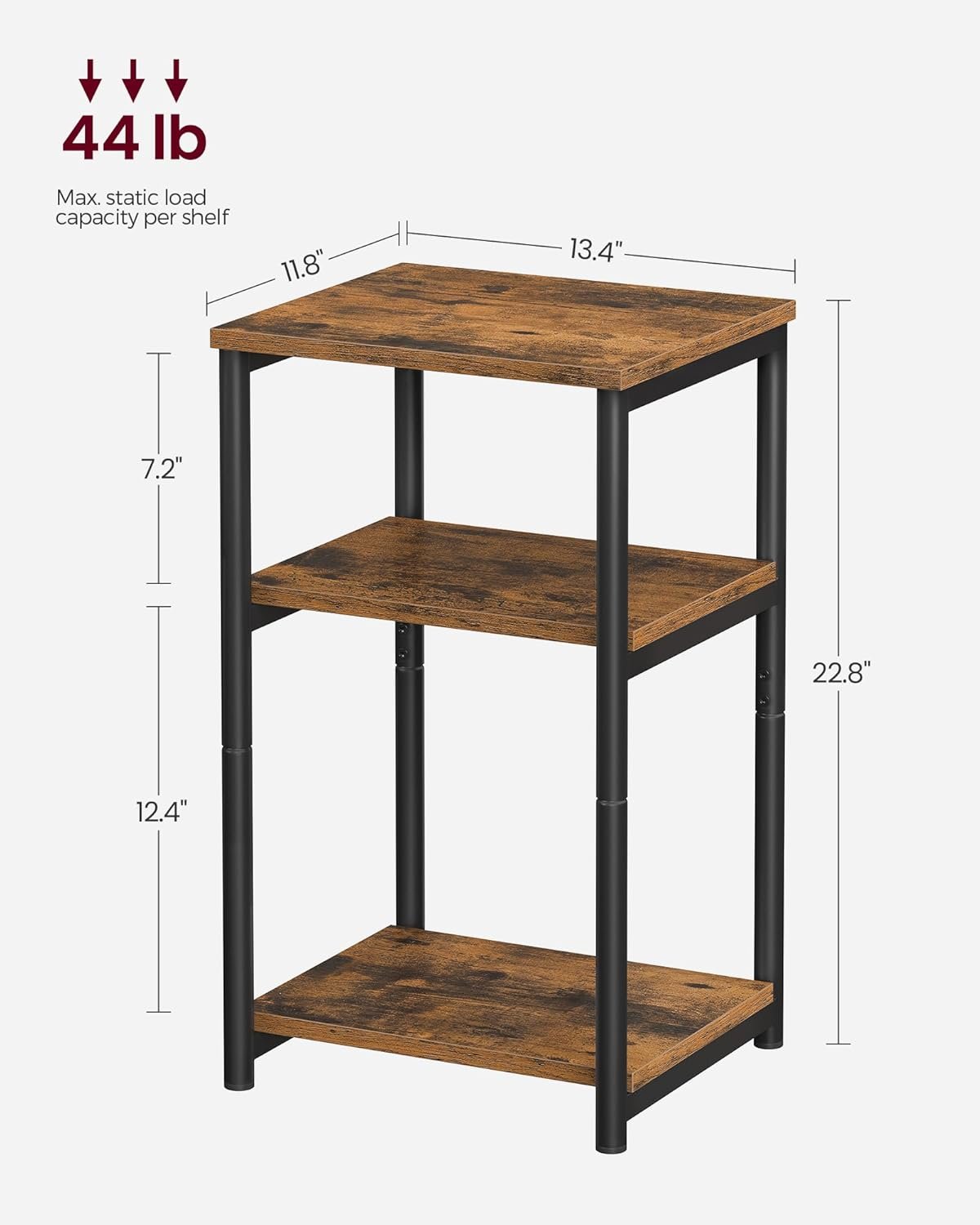 VASAGLE Side Table, Small End Table, Tall Nightstand for Living Room, Bedroom, Office, Bathroom, Rustic Brown and Classic Black ULET273B01 3 VASAGLE Side Table, Small End Table, Tall Nightstand for Living Room, Bedroom, Office, Bathroom, Rustic Brown and Classic Black ULET273B01 - Image 3