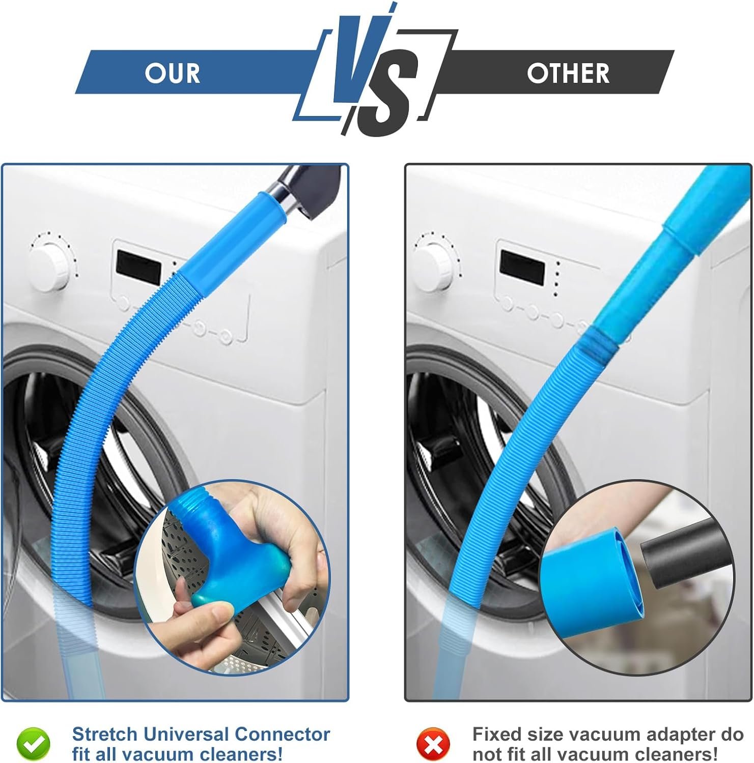 2 Pieces Dryer Vent Cleaner Kit Compatible with All Vacuum Cleaner, Dryer Lint Brush and Vacuum Hose Attachment with Stretch Universal Connector, Quickly Lint Remover 4 2 Pieces Dryer Vent Cleaner Kit Compatible with All Vacuum Cleaner, Dryer Lint Brush and Vacuum Hose Attachment with Stretch Universal Connector, Quickly Lint Remover - Image 4
