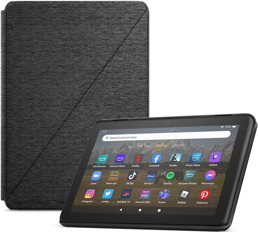 New Amazon Fire HD 8 Tablet (32GB Black, 2024 release) + Standing Cover (Black)