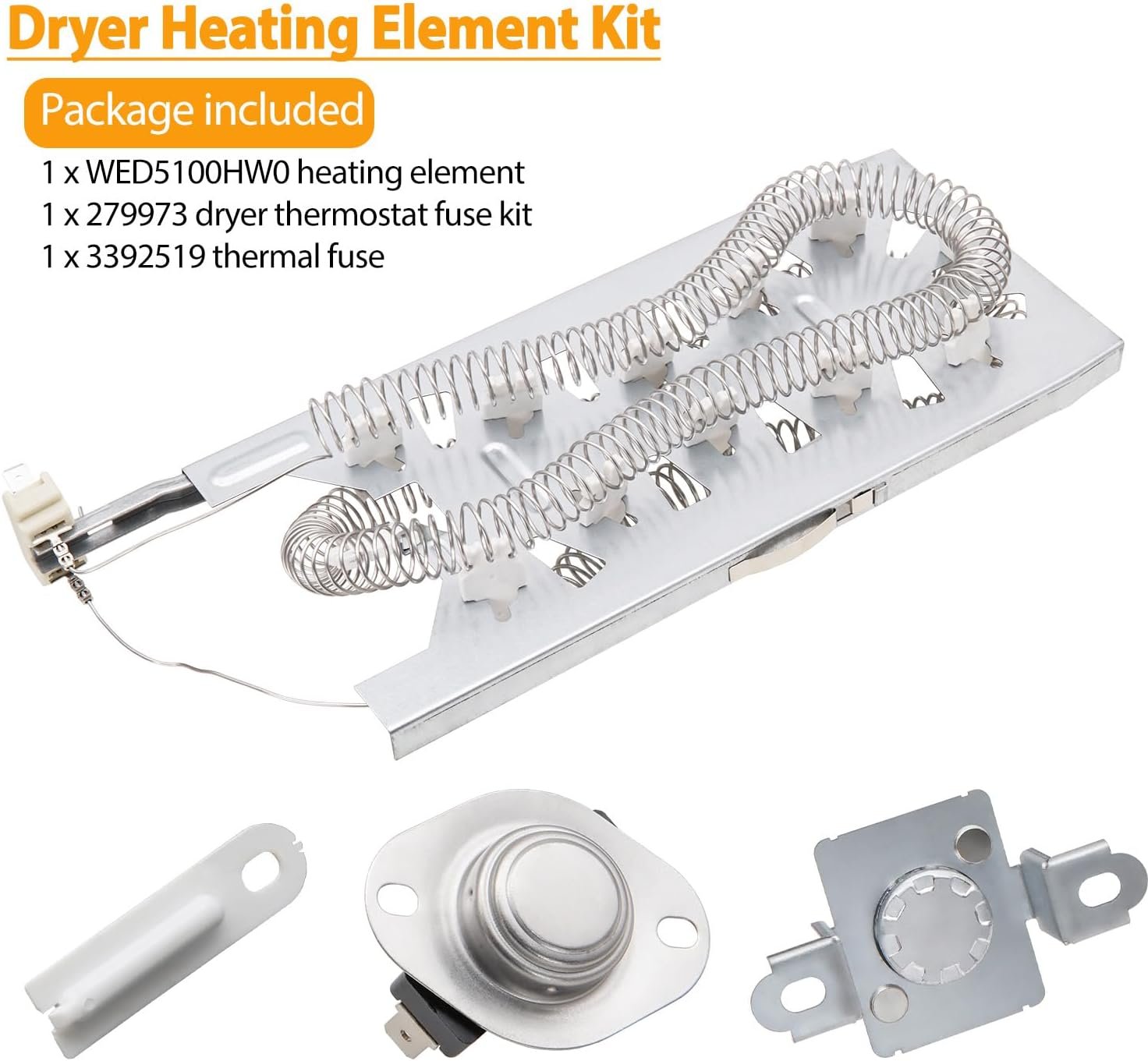 Dryer Heating Element Kit by SupHomie - Compatible with Whirlpool WED5100HC0 WED5100HC1 WED5100HC2 WED5100HC3 WED5100HW0 WED5100HW1 WED5100HW2 WED5100HW3 2 Dryer Heating Element Kit by SupHomie - Compatible with Whirlpool WED5100HC0 WED5100HC1 WED5100HC2 WED5100HC3 WED5100HW0 WED5100HW1 WED5100HW2 WED5100HW3 - Image 2