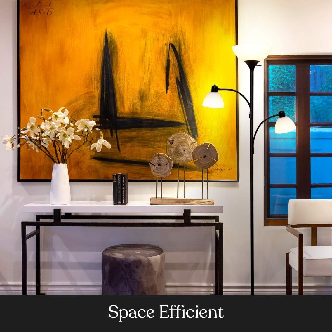 Brightech Sky Dome Double LED Floor lamp, Torchiere Super Bright Floor Lamp with 2 Reading Lamps for Living Rooms & Offices - Dimmable Tall Standing Lamp for Bedroom Reading - Tall Black Pole 6 Brightech Sky Dome Double LED Floor lamp, Torchiere Super Bright Floor Lamp with 2 Reading Lamps for Living Rooms & Offices - Dimmable Tall Standing Lamp for Bedroom Reading - Tall Black Pole - Image 6