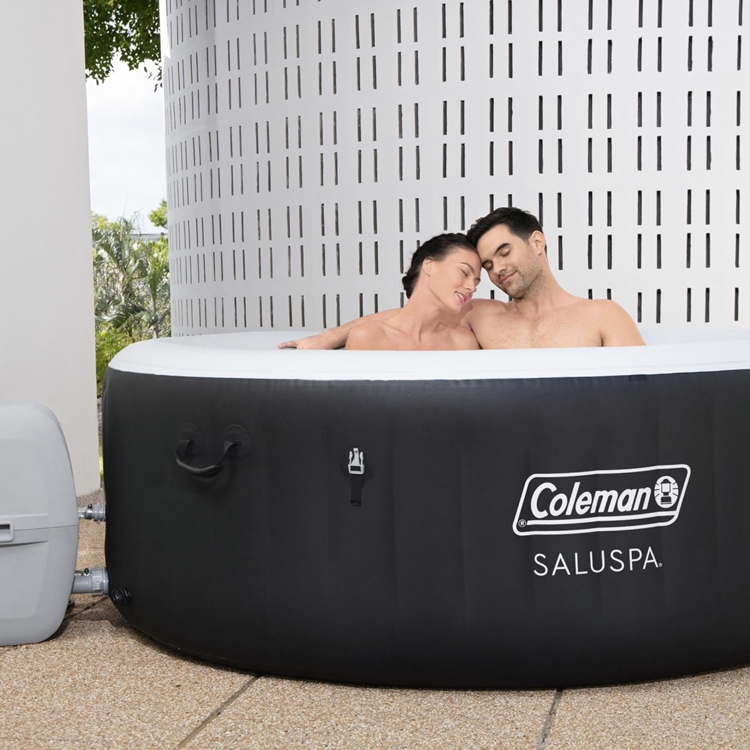 Bestway Coleman Miami AirJet Large Round 2 to 4 Person Inflatable Hot Tub Portable Outdoor Spa with 120 AirJets and EnergySense Cover, Black 6 Bestway Coleman Miami AirJet Large Round 2 to 4 Person Inflatable Hot Tub Portable Outdoor Spa with 120 AirJets and EnergySense Cover, Black - Image 6