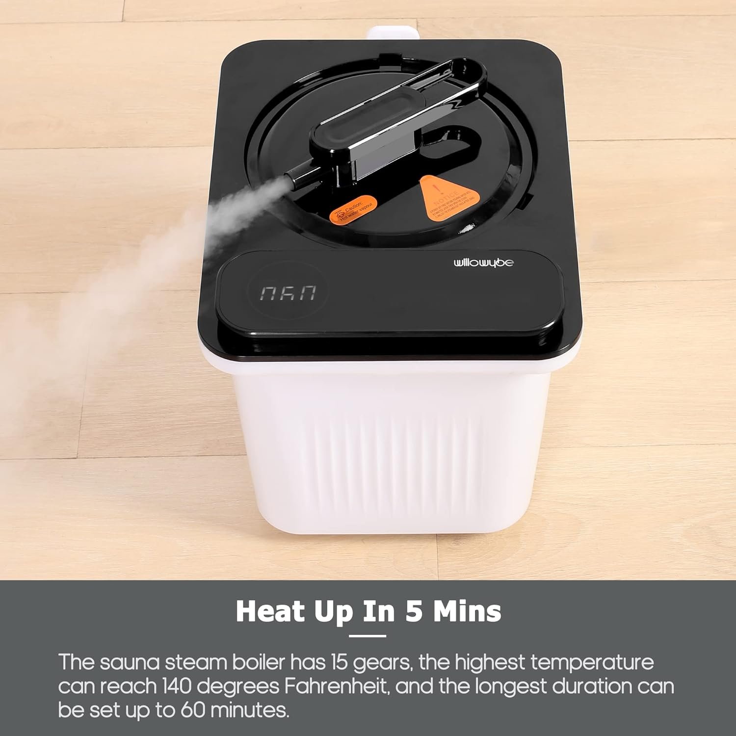 WILLOWYBE Portable Steam Sauna with Bluetooth Control, 4L KingPower Steamer, Body Tent, Foldable Chair | Personal Home Spa (Night Grey)