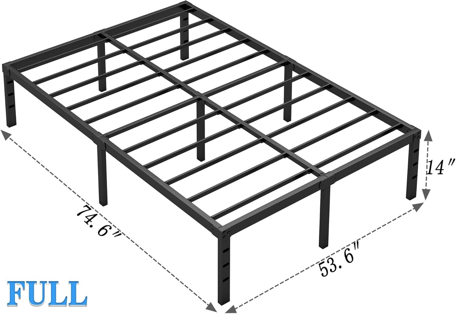 Metal Bed Frame,Full Size Bed Frame with Storage Space,Heavy Duty Sturdy Mattress Foundation,Easy Assembly,No Box Spring Needed, Black,14 Inch,Full 3 Metal Bed Frame,Full Size Bed Frame with Storage Space,Heavy Duty Sturdy Mattress Foundation,Easy Assembly,No Box Spring Needed, Black,14 Inch,Full - Image 3