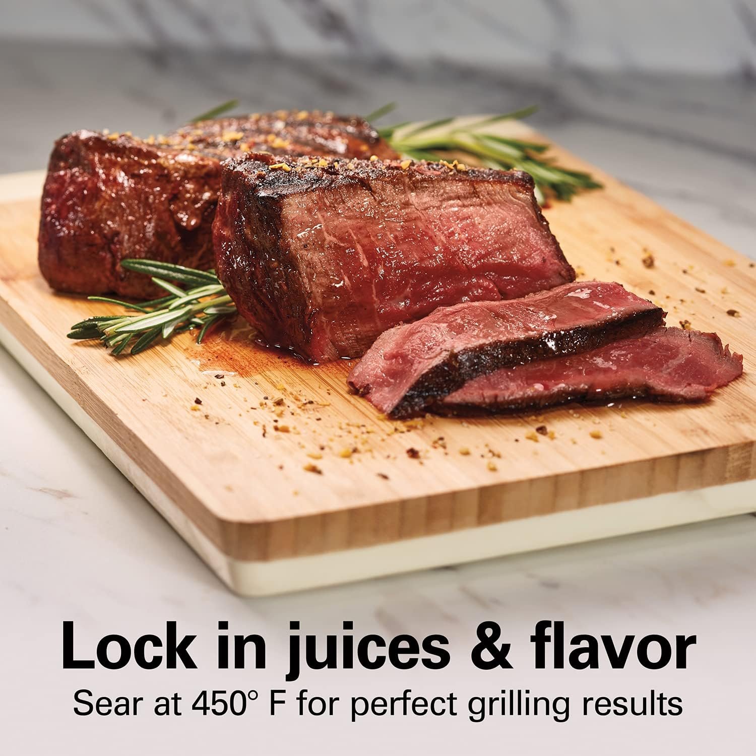 Hamilton Beach Electric Indoor Searing Grill with Viewing Window & Adjustable Temperature Control to 450F, 118 sq. in. Surface Serves 6, Removable Nonstick Grate, Stainless Steel 3 Hamilton Beach Electric Indoor Searing Grill with Viewing Window & Adjustable Temperature Control to 450F, 118 sq. in. Surface Serves 6, Removable Nonstick Grate, Stainless Steel - Image 3
