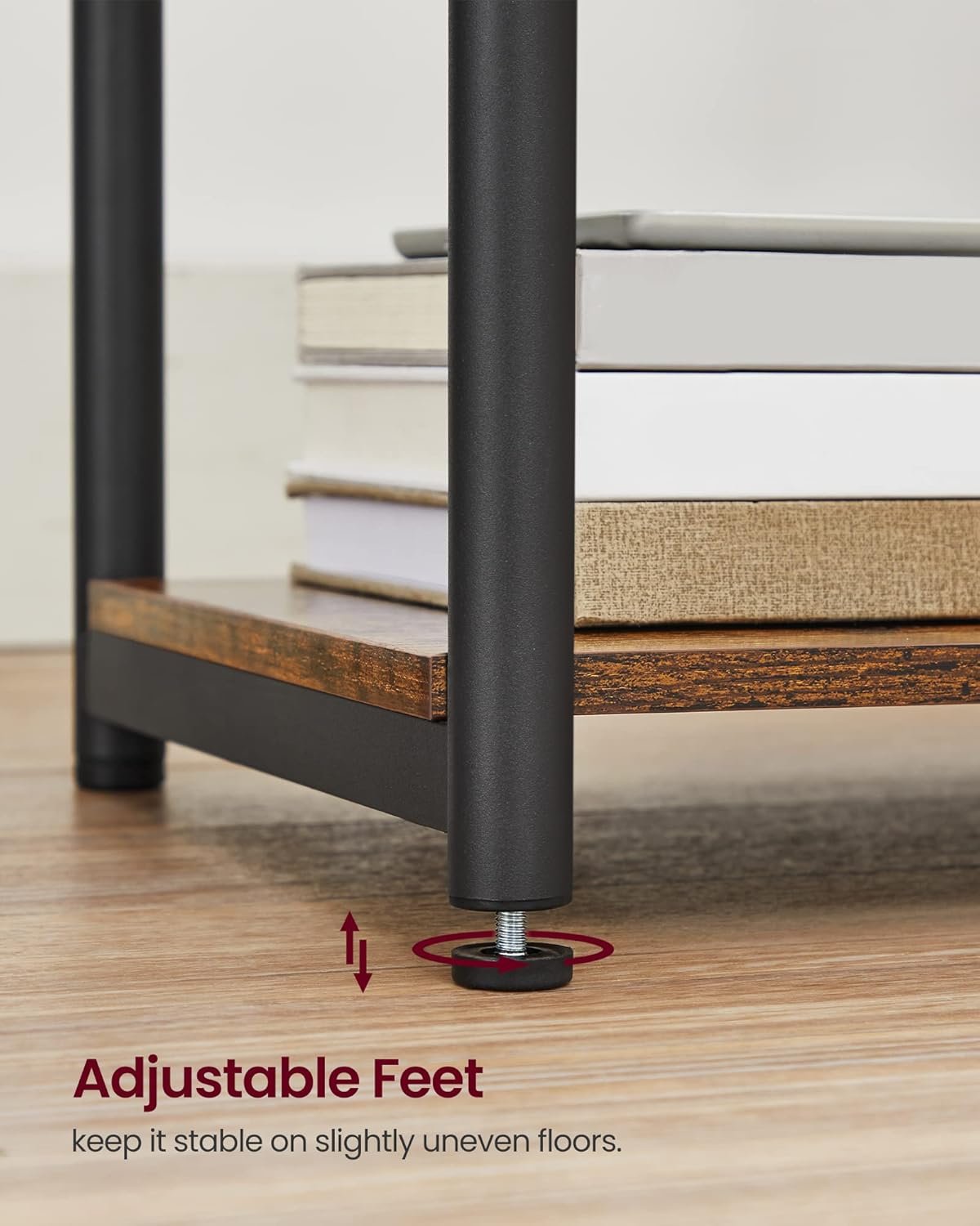 VASAGLE End Table with Charging Station, Set of 2, Small Side Tables for Living Room, Bedroom, Nightstand with Outlets and USB Ports, Bedside Table with Storage Shelf, Rustic Brown and Black 9 VASAGLE End Table with Charging Station, Set of 2, Small Side Tables for Living Room, Bedroom, Nightstand with Outlets and USB Ports, Bedside Table with Storage Shelf, Rustic Brown and Black - Image 9