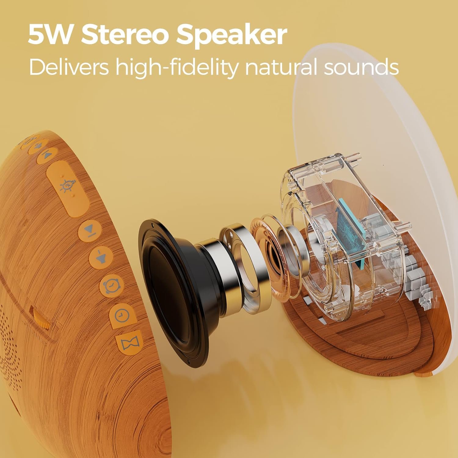 REACHER Wood Grain Sunrise Alarm Clock and Sound Machine Nightlight, Digital Dimmable Clock for Bedroom, 26 Sleep Sounds, White Noise Machine for Baby, Adults, Wake Up Light Alarm Clock for Kids 4 REACHER Wood Grain Sunrise Alarm Clock and Sound Machine Nightlight, Digital Dimmable Clock for Bedroom, 26 Sleep Sounds, White Noise Machine for Baby, Adults, Wake Up Light Alarm Clock for Kids - Image 4