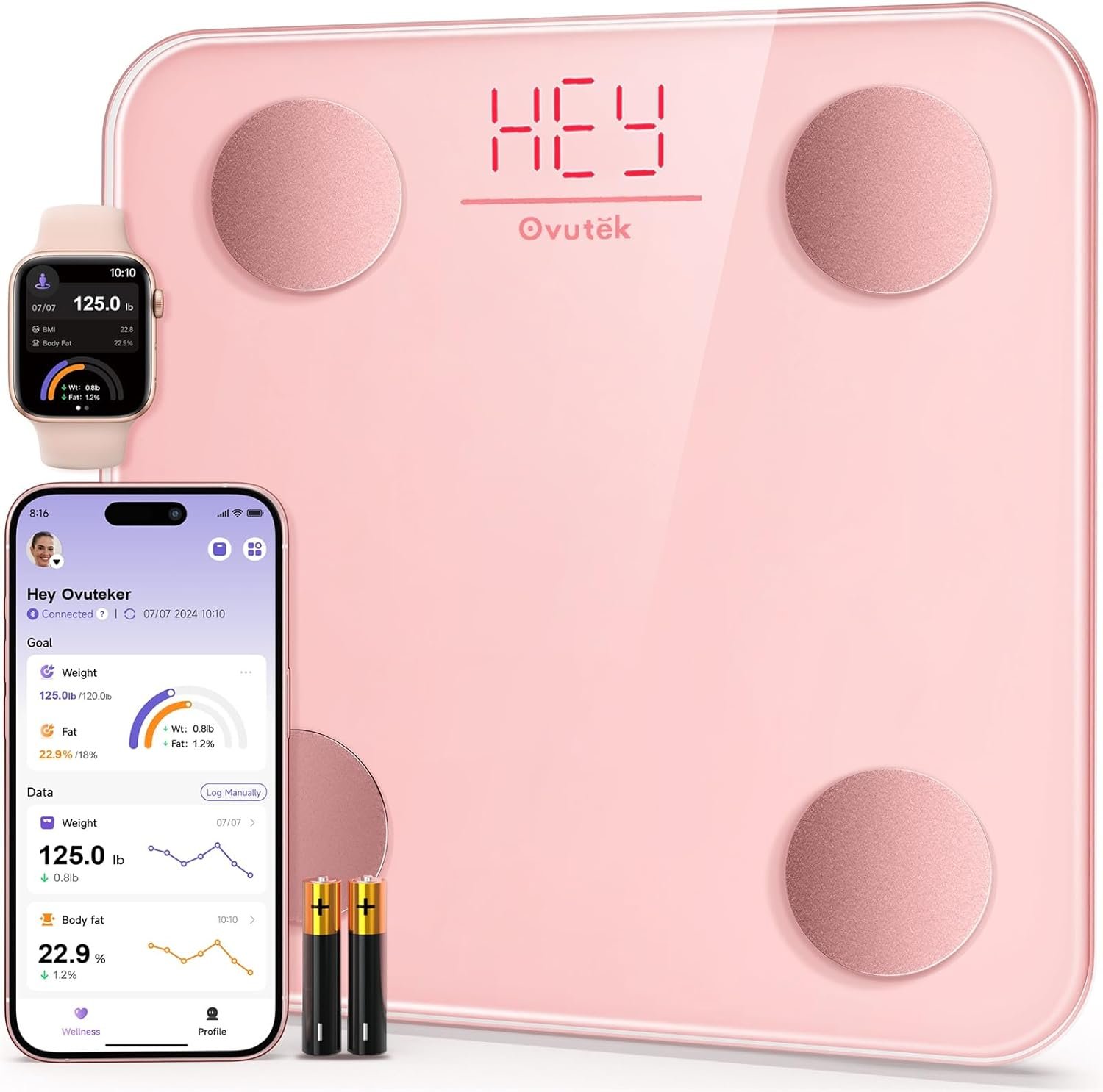 Smart Scale for Body Weight, Digital Bathroom Scale BMI Weighing Body Fat Scale, Accurate Body Composition Scale Monitor for People's Health with Smartphone App, Compact Size, 400lb