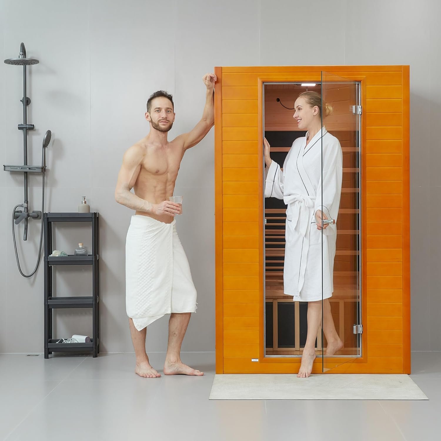 Infrared Sauna Room for Home, Near Zero EMF Wooden 1-2 Person Indoor Home Sauna with Bluetooth, LCD Control Panel, Chromo Therapy Light 6 Infrared Sauna Room for Home, Near Zero EMF Wooden 1-2 Person Indoor Home Sauna with Bluetooth, LCD Control Panel, Chromo Therapy Light - Image 6