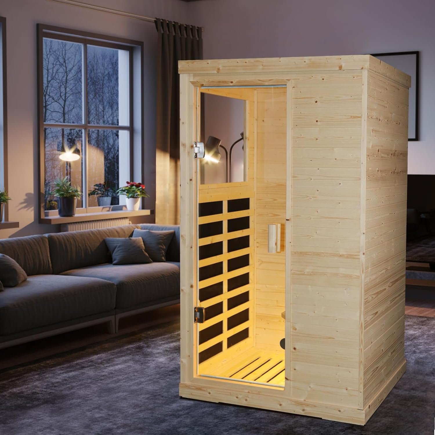 Far Infrared Wooden Sauna Room Home Sauna Spa Dry Saunas Single Person Spa Finland Spruce Wood fit for 7ft Person 7 Far Infrared Wooden Sauna Room Home Sauna Spa Dry Saunas Single Person Spa Finland Spruce Wood fit for 7ft Person - Image 7