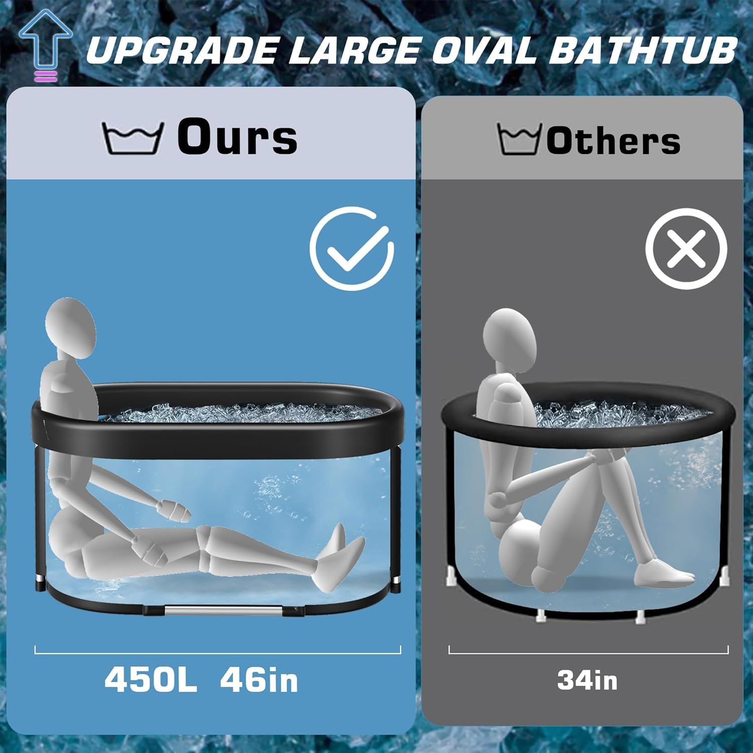 Upgrade XL 129 Gal Large Oval Ice Bath Tub for Athletes,Multiple Layered Portable Outdoor Cold Plunge Tub for Recovery,Cold Plunge for Family-Foldable Ice Baths for Home,Gyms,Indoor use 2 Upgrade XL 129 Gal Large Oval Ice Bath Tub for Athletes,Multiple Layered Portable Outdoor Cold Plunge Tub for Recovery,Cold Plunge for Family-Foldable Ice Baths for Home,Gyms,Indoor use - Image 2