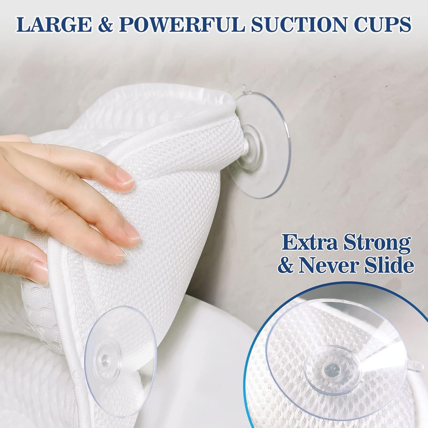 Bath Pillow Bathtub Pillow, Luxury Bath Pillows for Tub Neck and Back Support, Bath Tub Pillow Headrest with Soft 4D Mesh Fabric and Non-Slip Suction Cups, Relaxing Bath Accessories Spa Gifts 5 Bath Pillow Bathtub Pillow, Luxury Bath Pillows for Tub Neck and Back Support, Bath Tub Pillow Headrest with Soft 4D Mesh Fabric and Non-Slip Suction Cups, Relaxing Bath Accessories Spa Gifts - Image 5