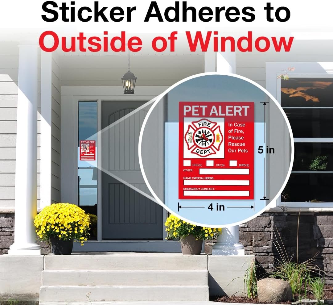 Pet Alert Safety Fire Rescue Sticker - Save Our Pets Emergency Pet Inside Decal - in Case of Emergency Danger Pet in House Home Window Door Sign 4 Pet Alert Safety Fire Rescue Sticker - Save Our Pets Emergency Pet Inside Decal - in Case of Emergency Danger Pet in House Home Window Door Sign - Image 4