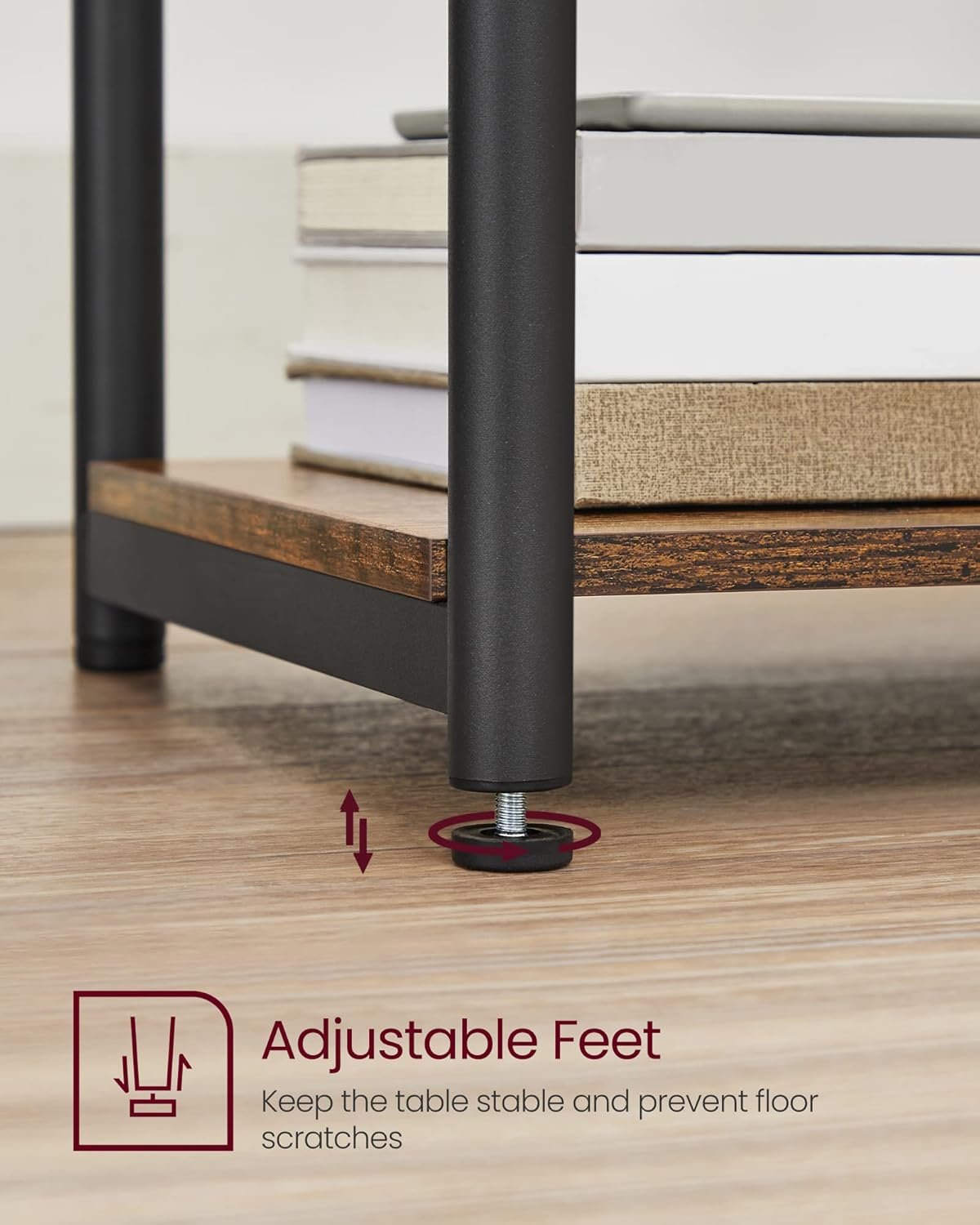 VASAGLE Side Table, Small End Table, Tall Nightstand for Living Room, Bedroom, Office, Bathroom, Rustic Brown and Classic Black ULET273B01 8 VASAGLE Side Table, Small End Table, Tall Nightstand for Living Room, Bedroom, Office, Bathroom, Rustic Brown and Classic Black ULET273B01 - Image 8